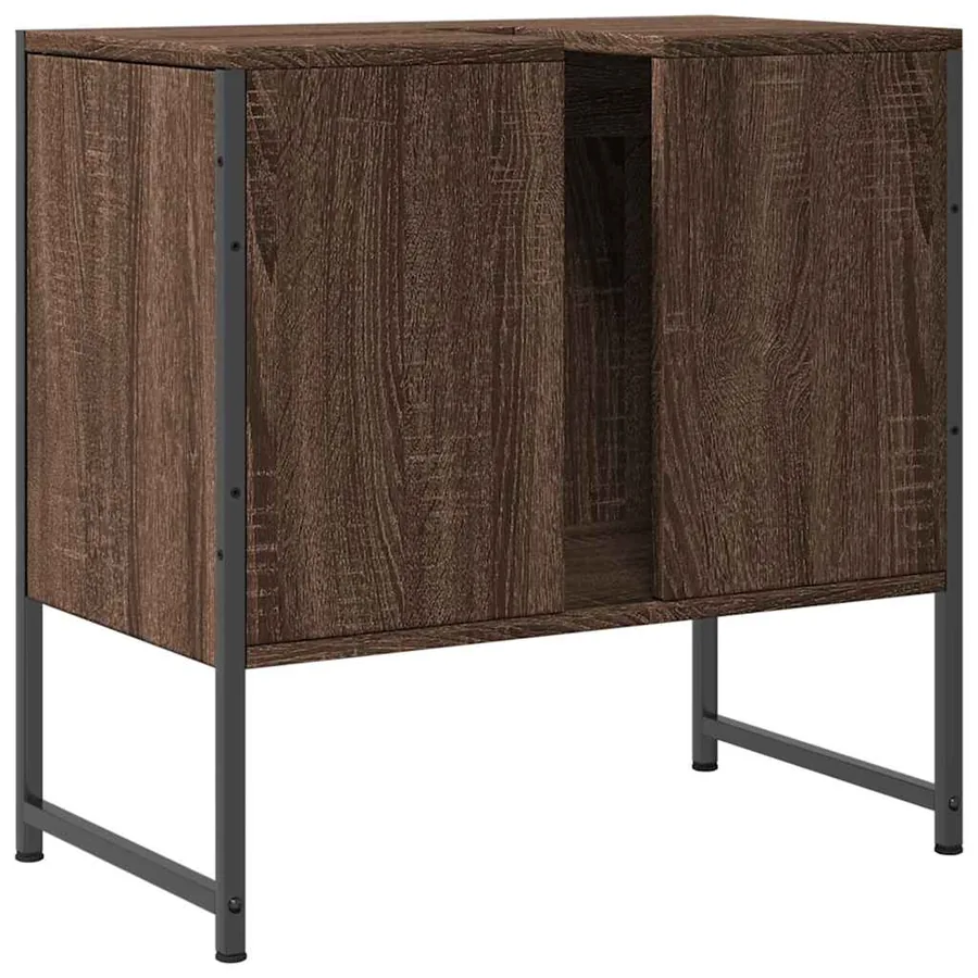 Armoire lavabo de salle de bain chêne marron 60x33x60 cm - 6