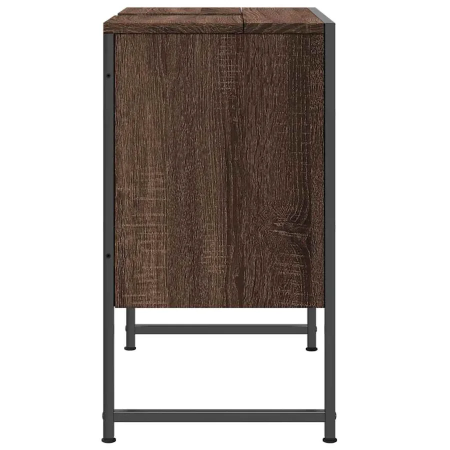Armoire lavabo de salle de bain chêne marron 60x33x60 cm - 7