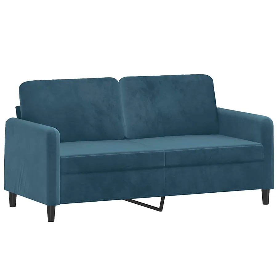 Canapé 2 places avec oreillers décoratifs bleu 140 cm velours - 4