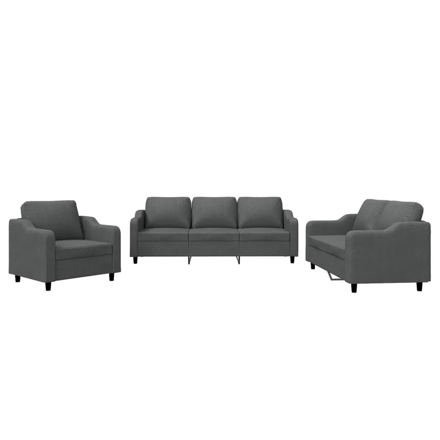 Ensemble de canapés 3 pcs avec coussins Gris foncé Tissu - 2