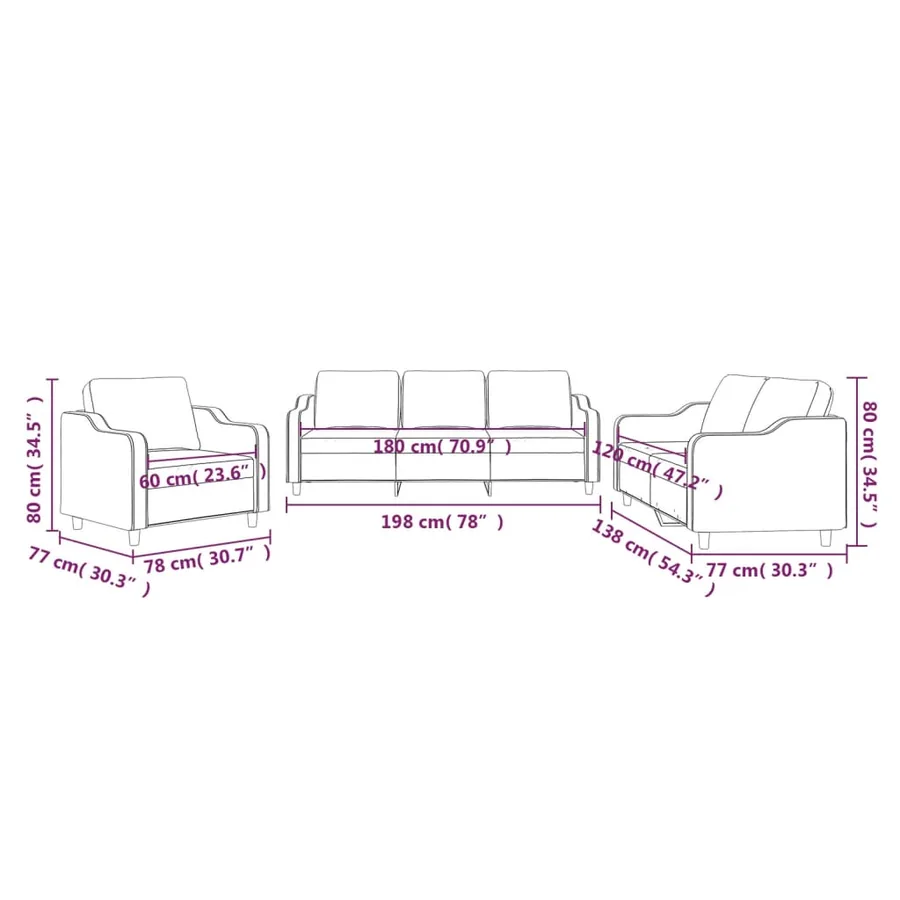 Ensemble de canapés 3 pcs avec coussins Gris foncé Tissu - 8
