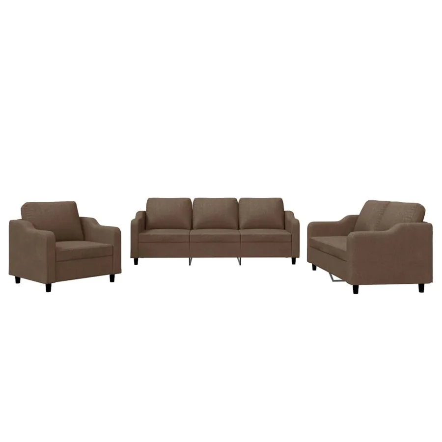 Ensemble de canapés 3 pcs avec coussins Marron Tissu - 2