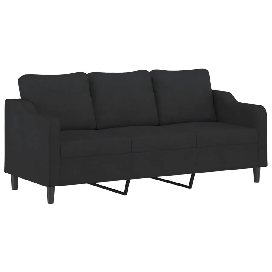 Ensemble de canapés 3 pcs avec coussins noir tissu - 5
