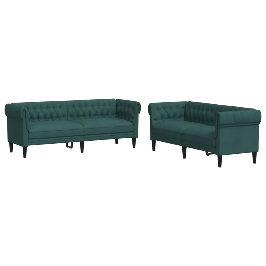 Ensemble de canapés 2 pcs vert foncé tissu - 2