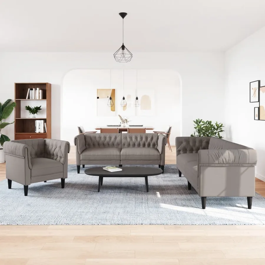 Ensemble de canapés 3 pcs taupe tissu - 3