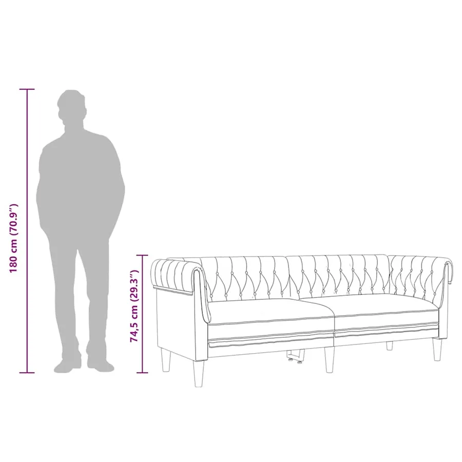 Canapé Chesterfield 3 places bleu tissu - 10