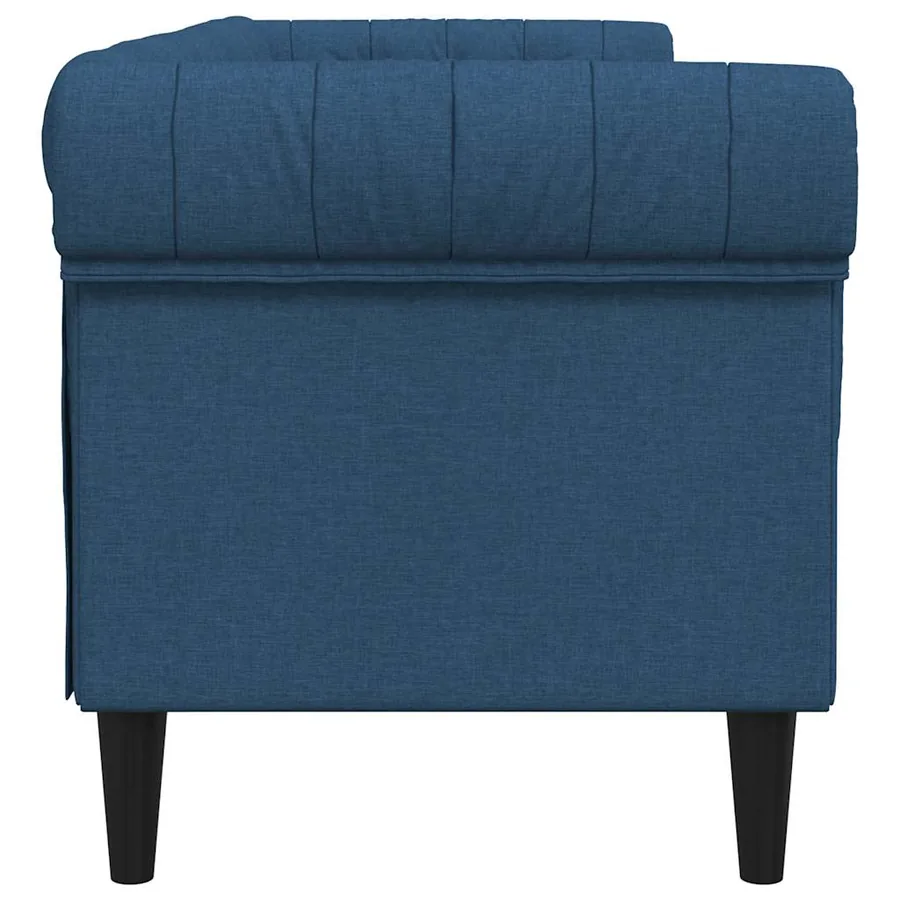 Canapé Chesterfield 3 places bleu tissu - 5
