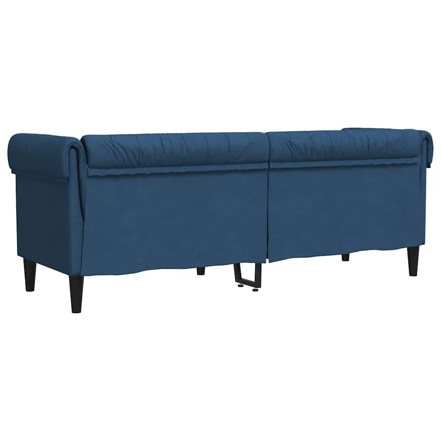 Canapé Chesterfield 3 places bleu tissu - 6