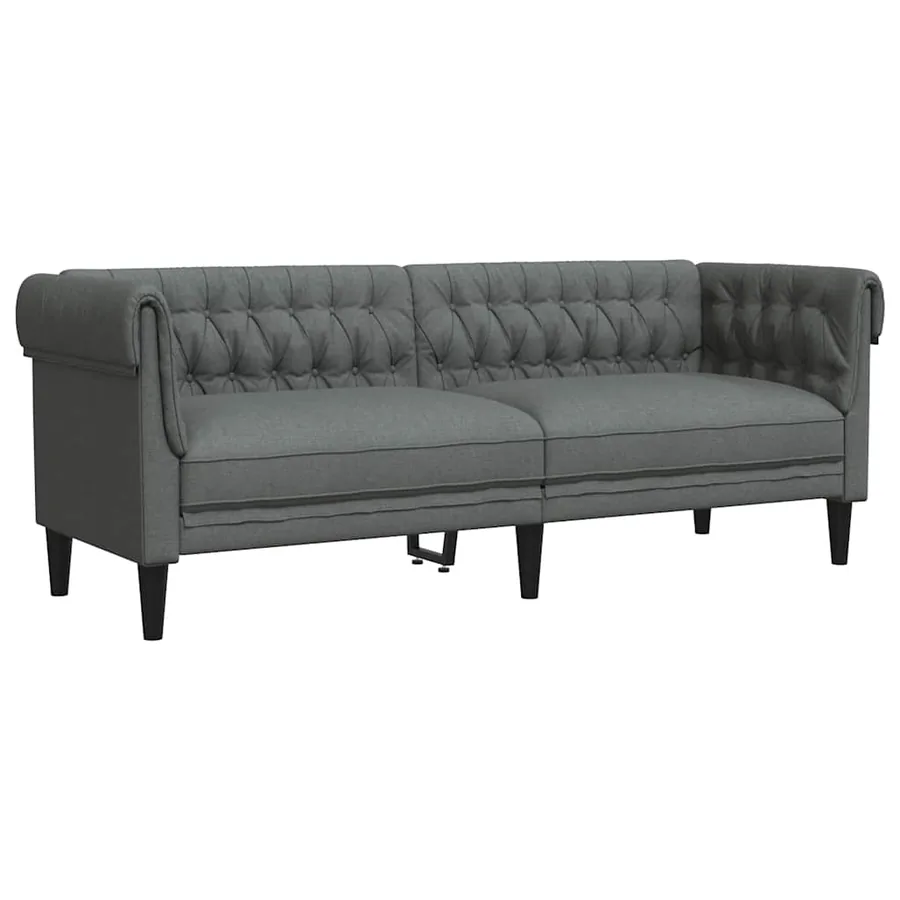 Canapé Chesterfield 3 places gris foncé tissu - 2