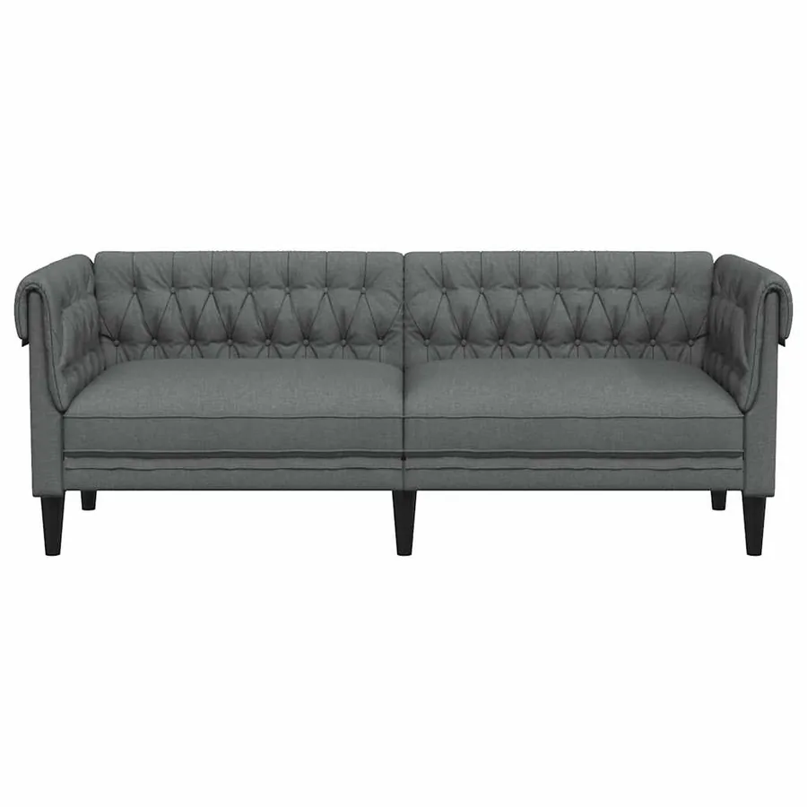 Canapé Chesterfield 3 places gris foncé tissu - 4