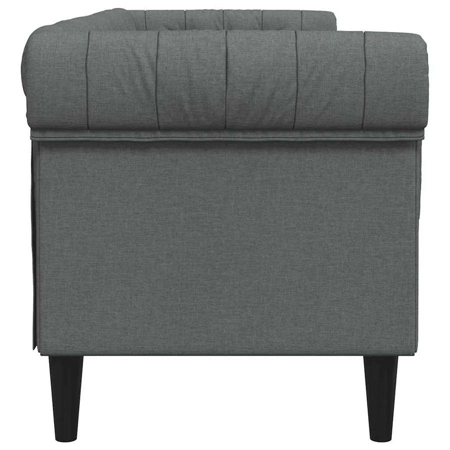 Canapé Chesterfield 3 places gris foncé tissu - 5