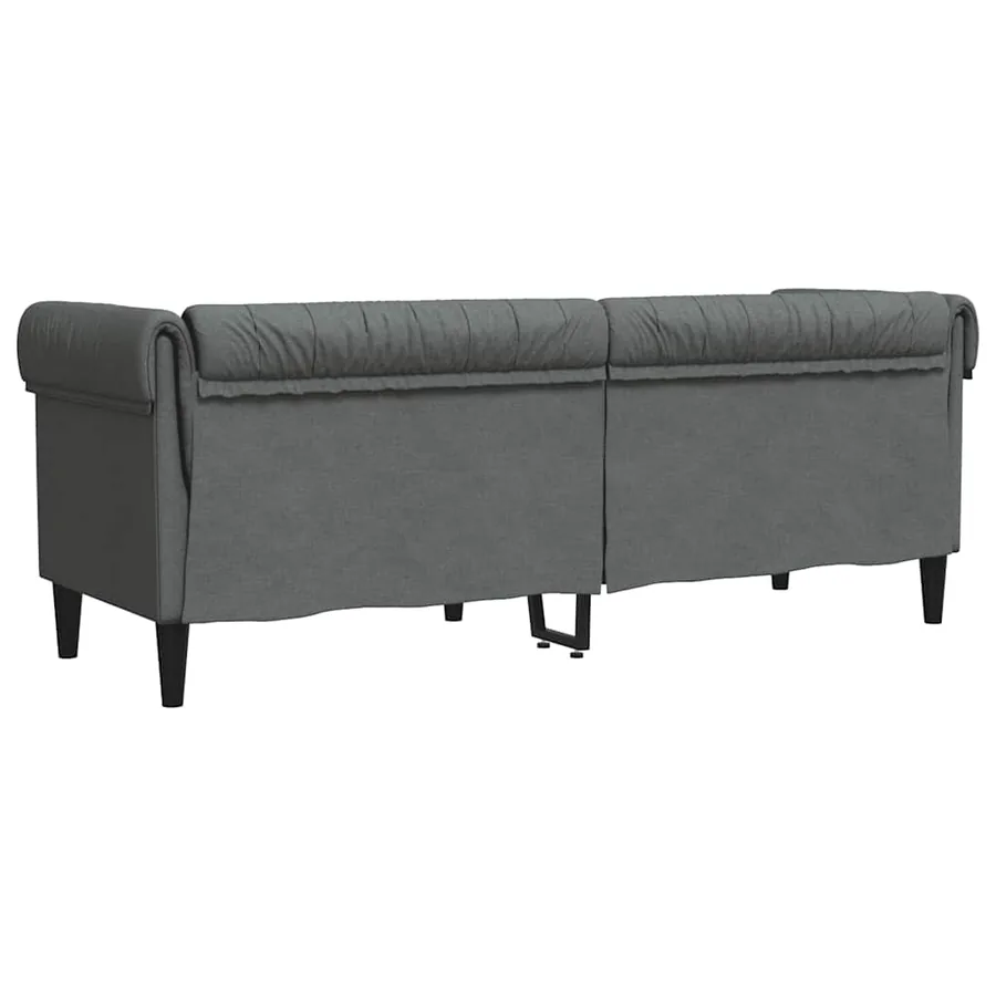 Canapé Chesterfield 3 places gris foncé tissu - 6