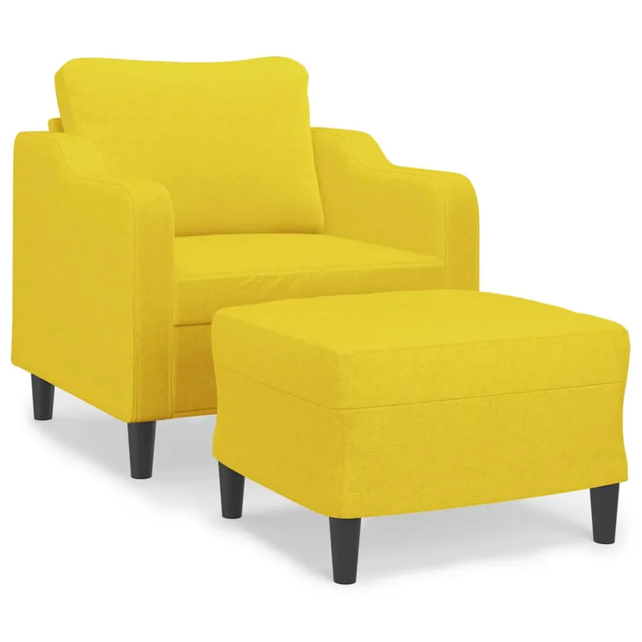 Fauteuil avec repose-pied Jaune clair 60 cm Tissu - 2