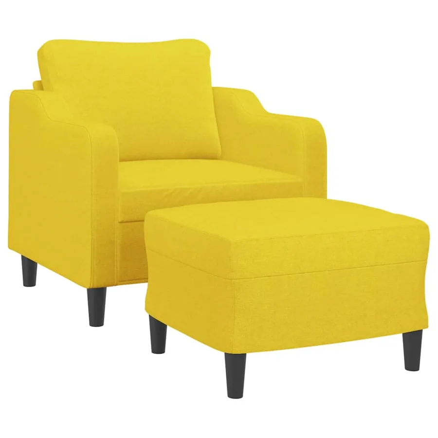 Fauteuil avec repose-pied Jaune clair 60 cm Tissu - 3