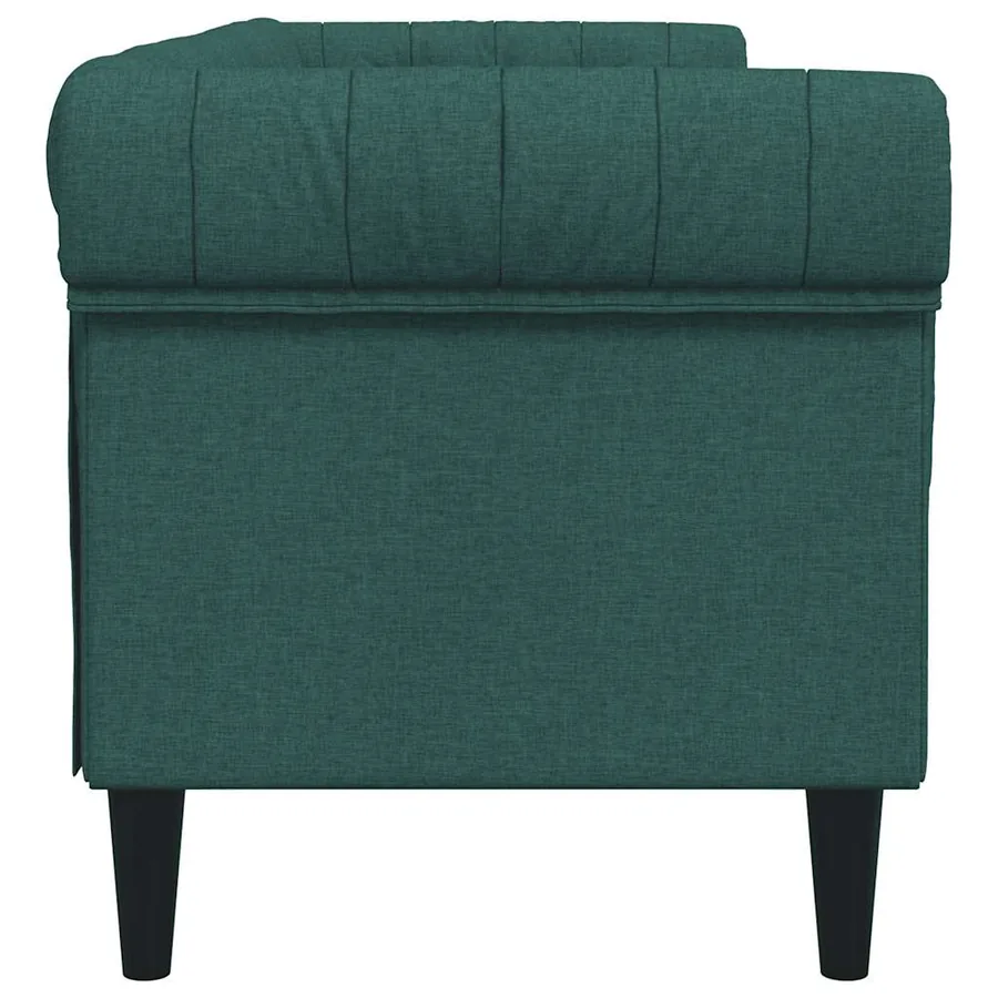 Canapé Chesterfield 3 places vert foncé tissu - 5