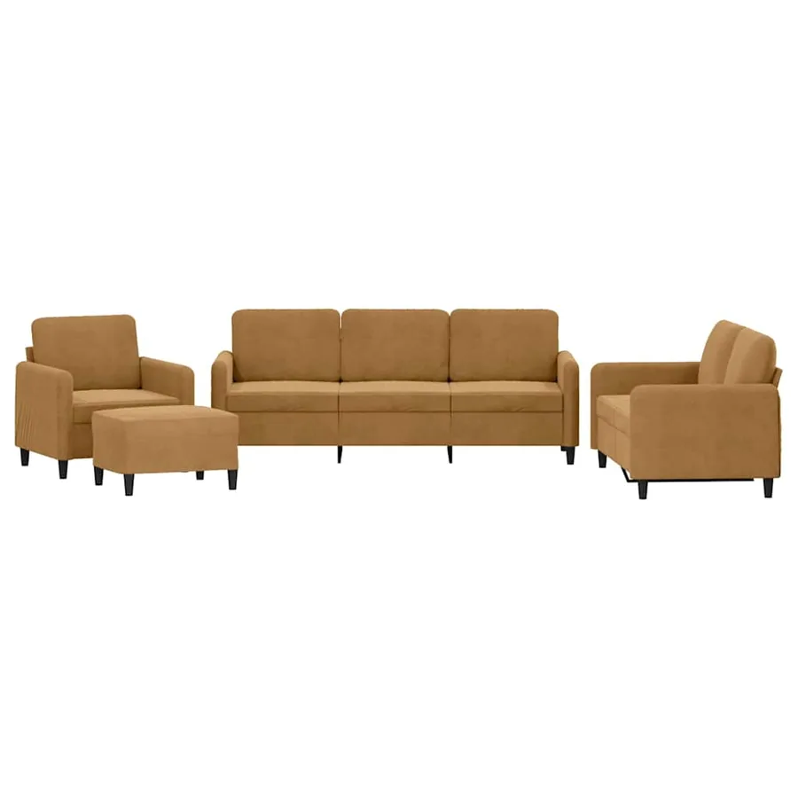 Ensemble de canapés 4 pcs marron velours - 2