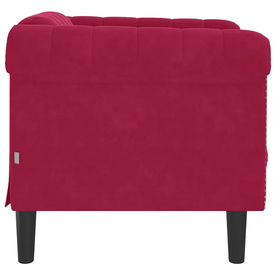 Fauteuil rouge bordeaux velours - 5