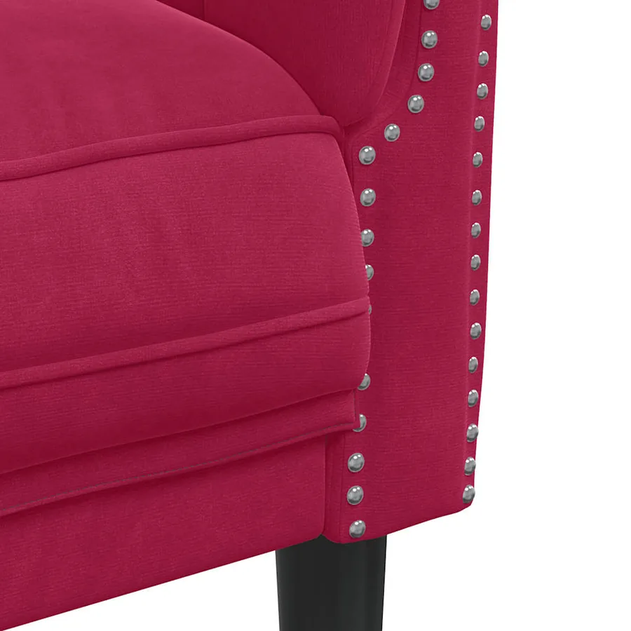Fauteuil rouge bordeaux velours - 7