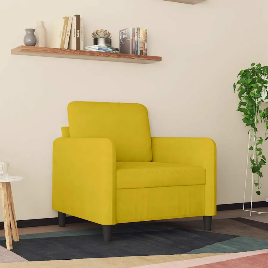 Fauteuil Jaune 60 cm Velours - 3