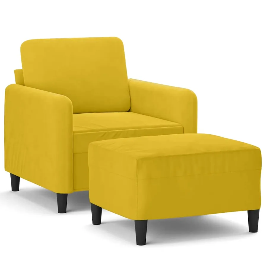 Fauteuil avec repose-pied jaune 60 cm velours - 2