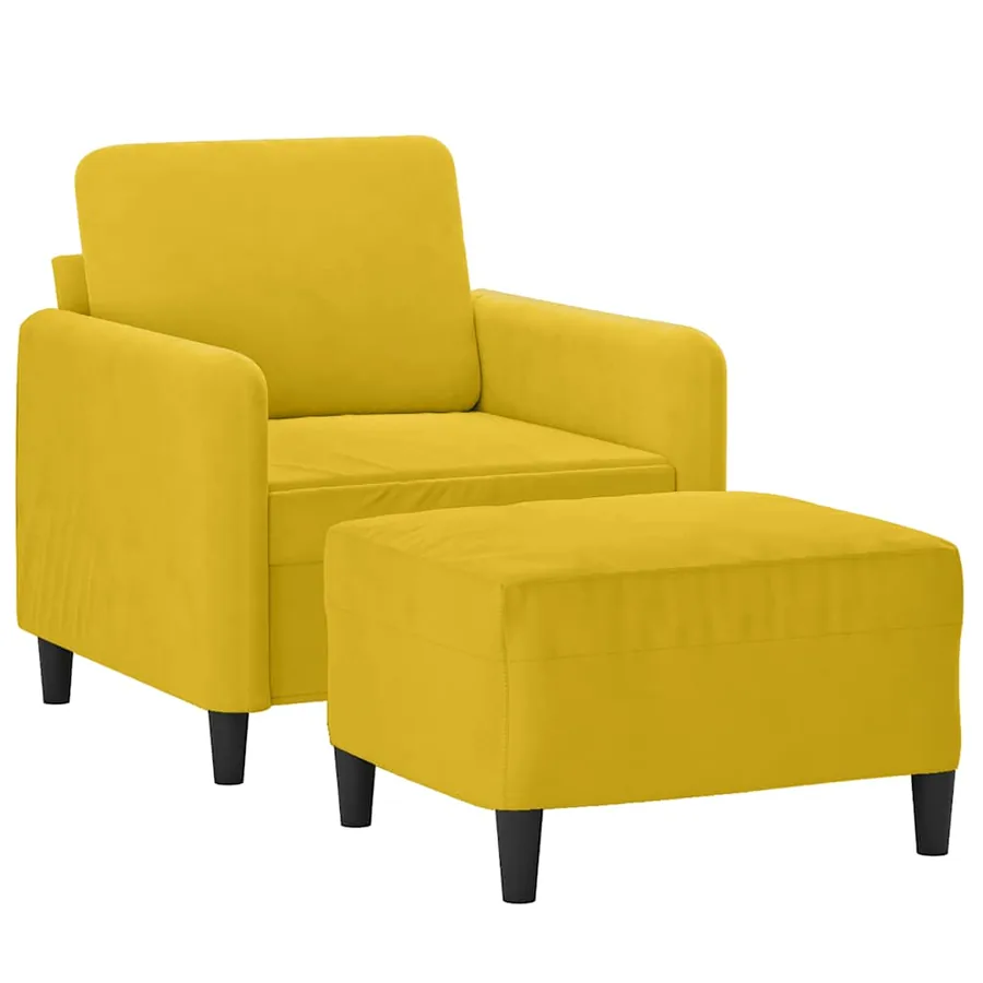 Fauteuil avec repose-pied jaune 60 cm velours - 3
