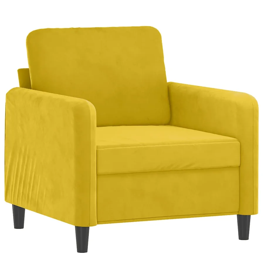 Fauteuil avec repose-pied jaune 60 cm velours - 4