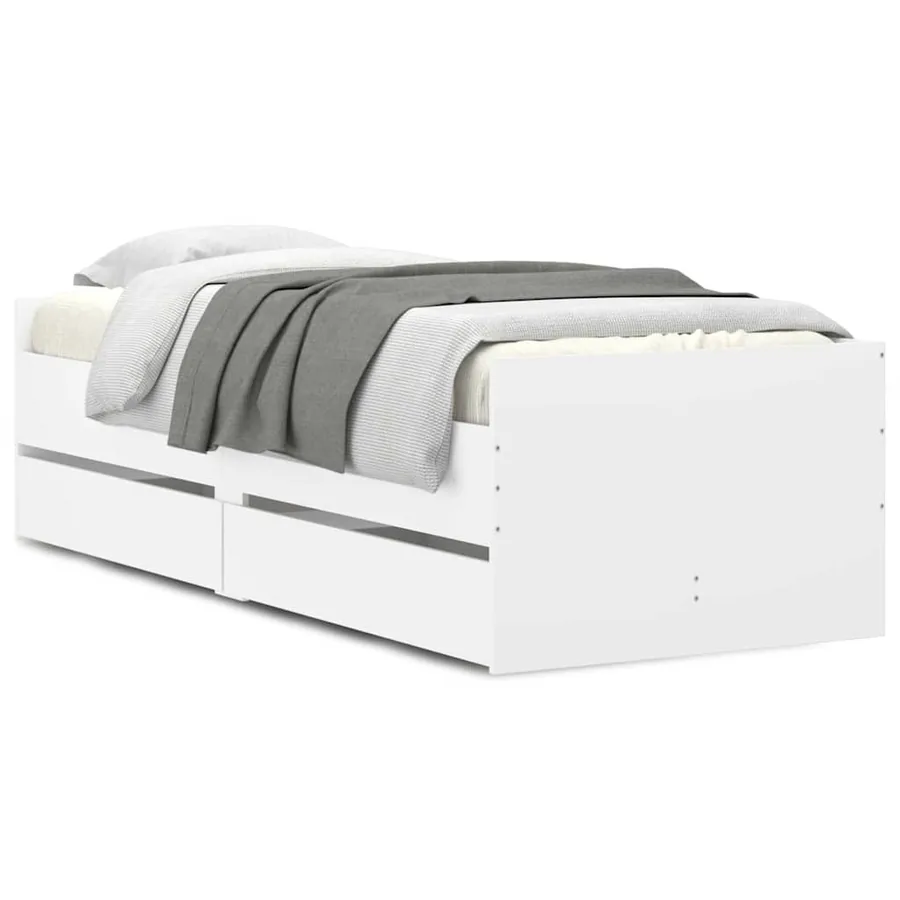 Cadre de lit avec tiroirs sans matelas blanc 90x190 cm - 2