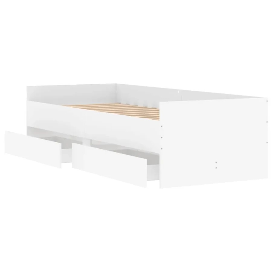 Cadre de lit avec tiroirs sans matelas blanc 90x190 cm - 5