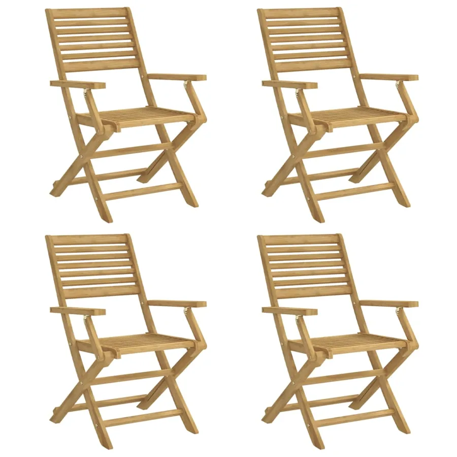 Chaises pliables de jardin lot de 4 bois massif d'acacia - 2