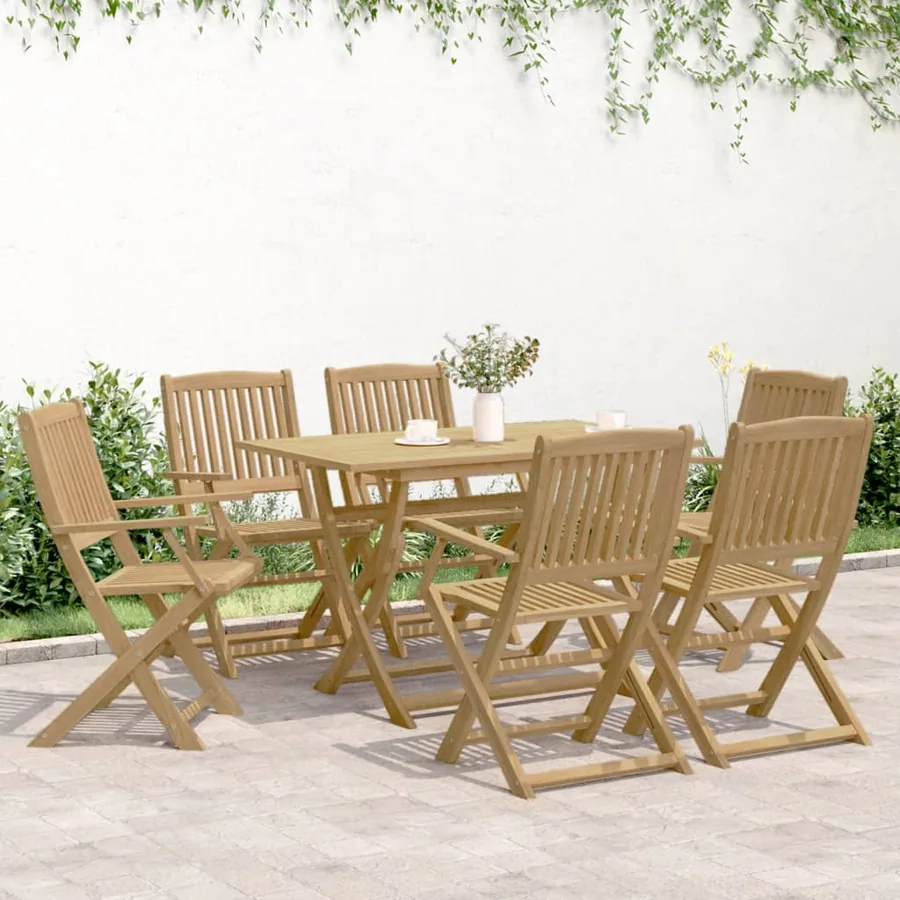 Ensemble à manger de jardin 7 pcs Bois d'acacia solide - 3