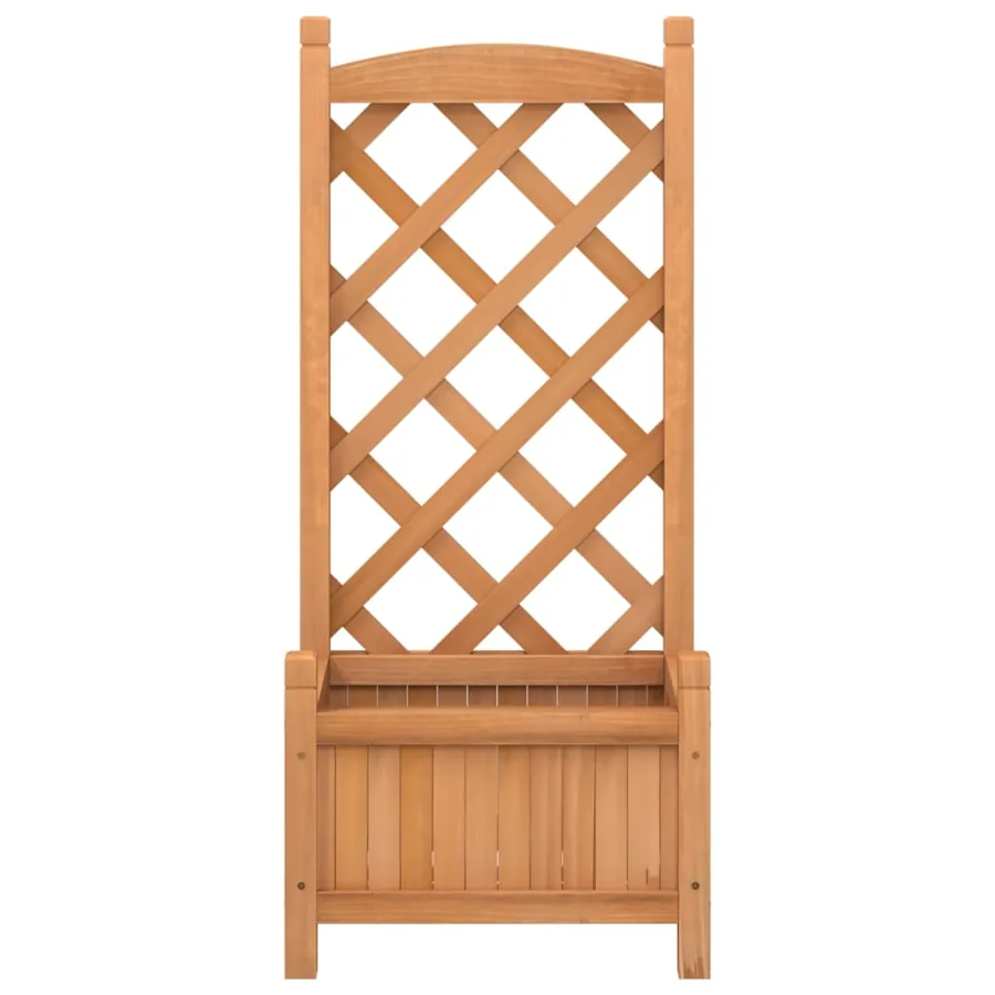 Jardinière avec treillis marron bois massif de sapin - 4