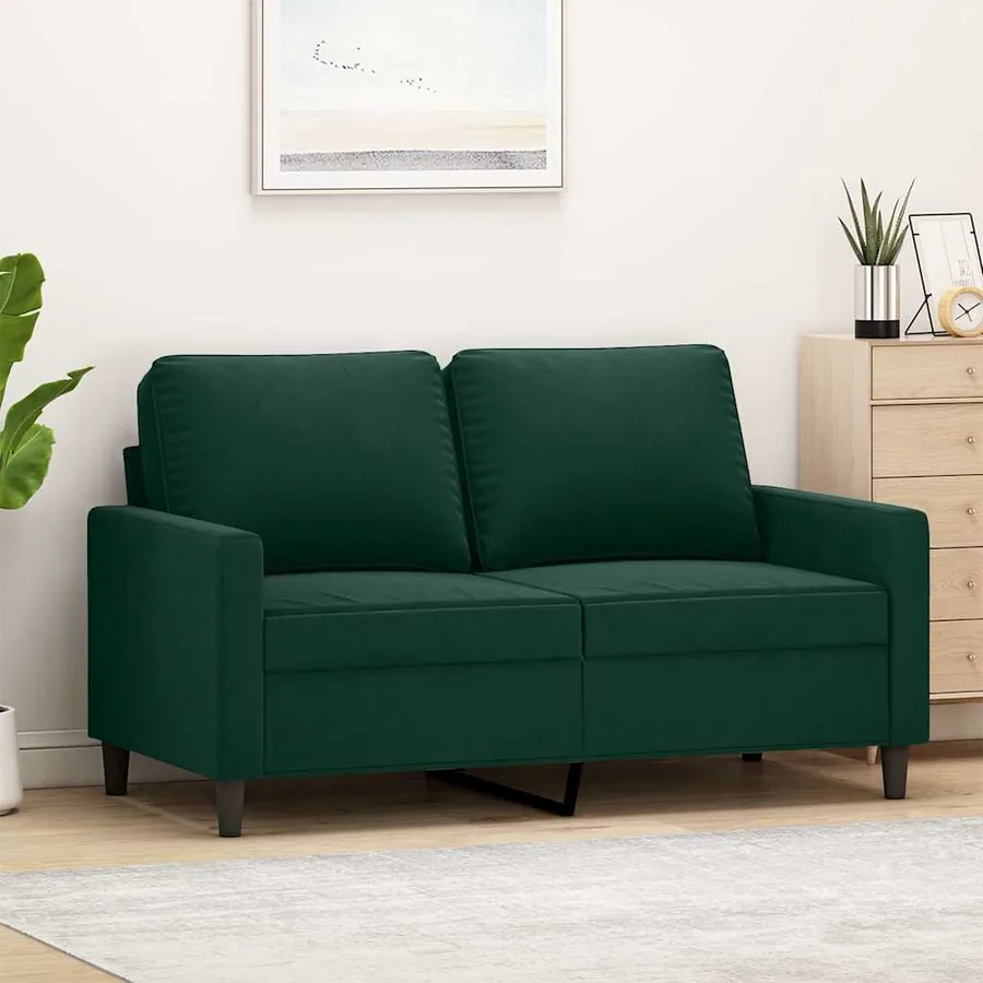 Canapé à 2 places Vert foncé 120 cm Velours