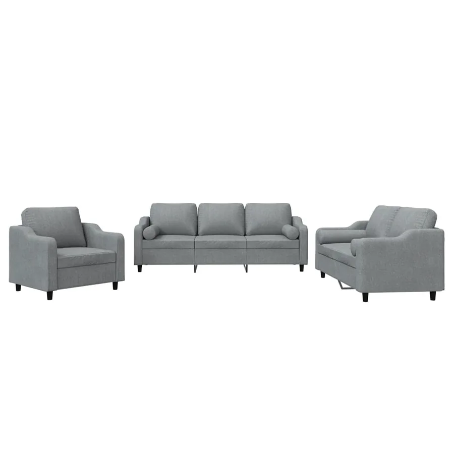 Ensemble de canapés 3 pcs coussins gris clair tissu - 2