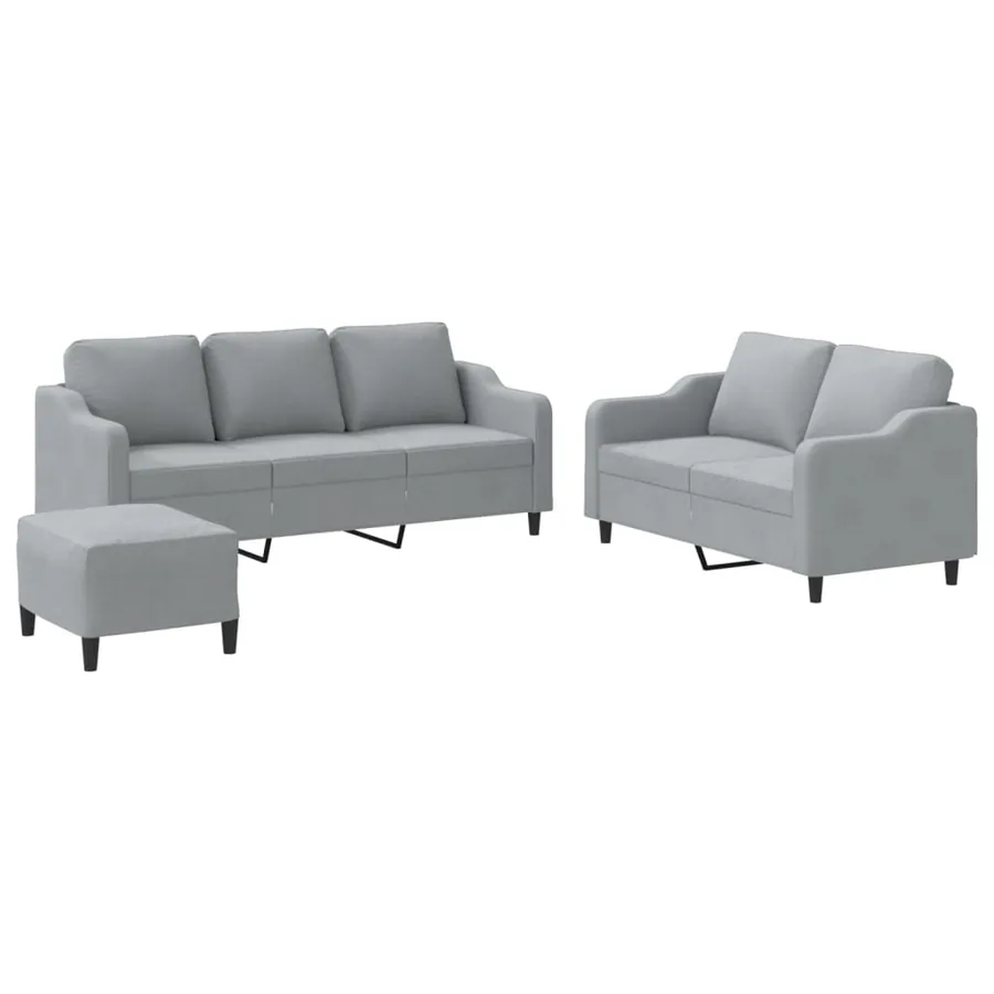 Ensemble de canapés 3 pcs avec coussins Gris clair Tissu - 2