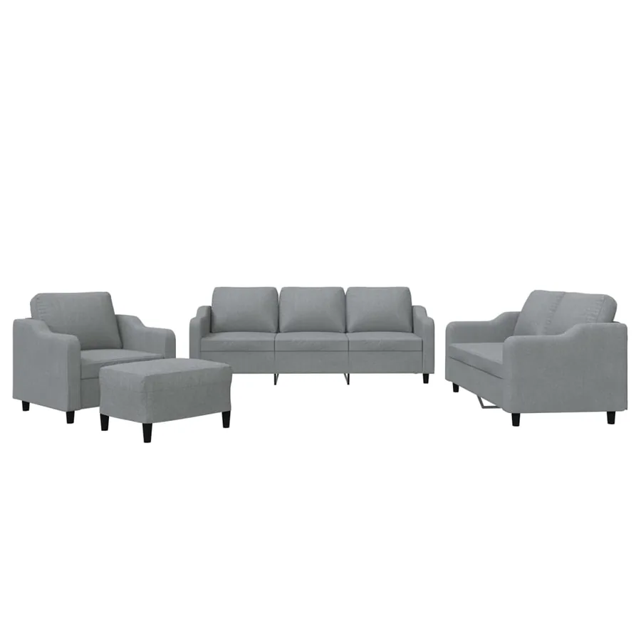 Ensemble de canapés 4 pcs avec coussins Gris clair Tissu - 2