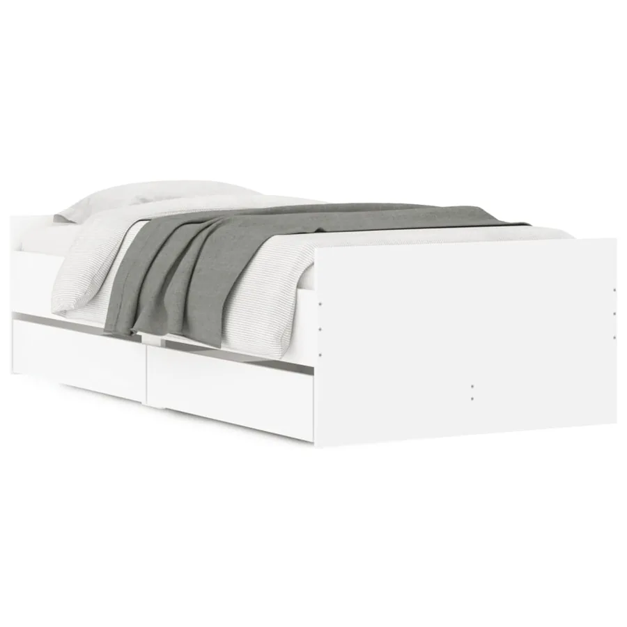 Cadre de lit avec tiroirs sans matelas blanc 90x190 cm - 2
