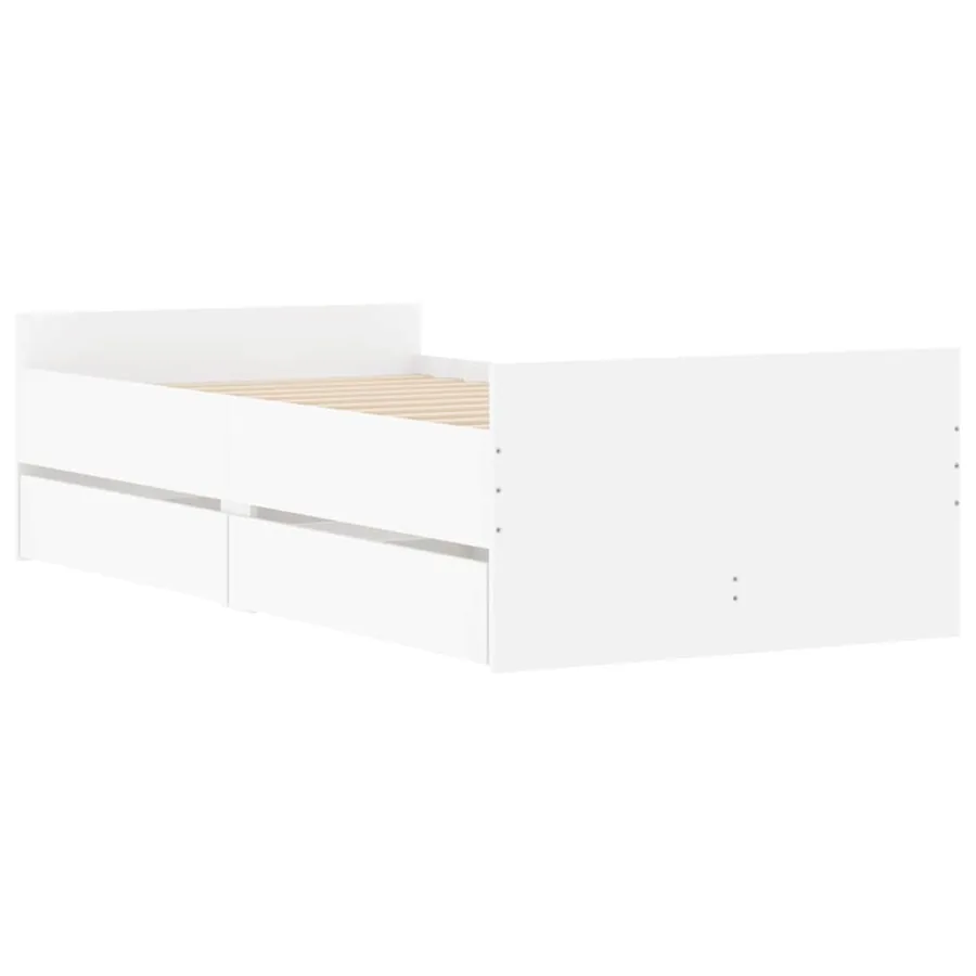 Cadre de lit avec tiroirs sans matelas blanc 90x190 cm - 4