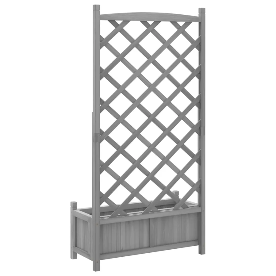 Jardinière avec treillis gris bois massif de sapin - 6