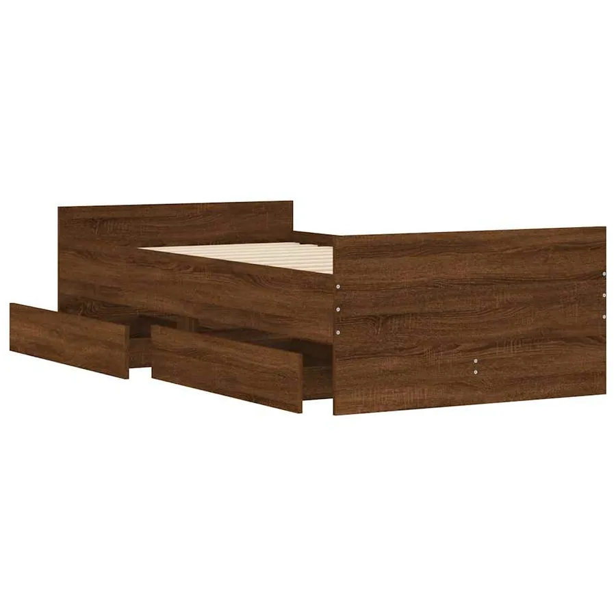 Cadre de lit avec tiroirs sans matelas chêne marron 90x190 cm - 5