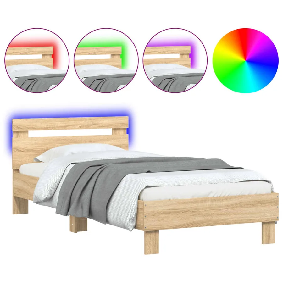 Cadre de lit sans matelas avec lumières LED 90x190 cm - 2