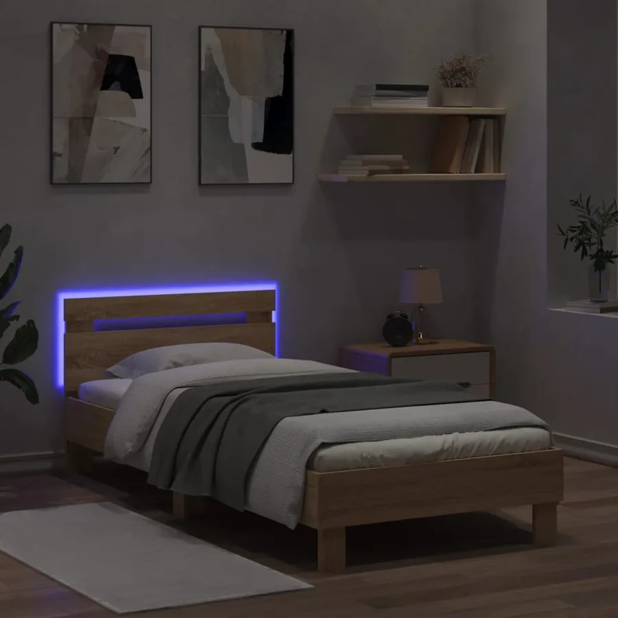 Cadre de lit sans matelas avec lumières LED 90x190 cm - 4