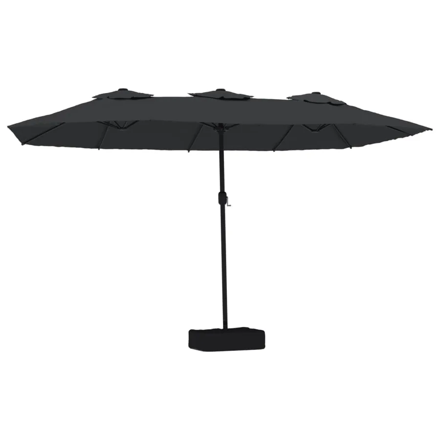 Parasol de jardin à double tête avec LED noir 449x265 cm - 2
