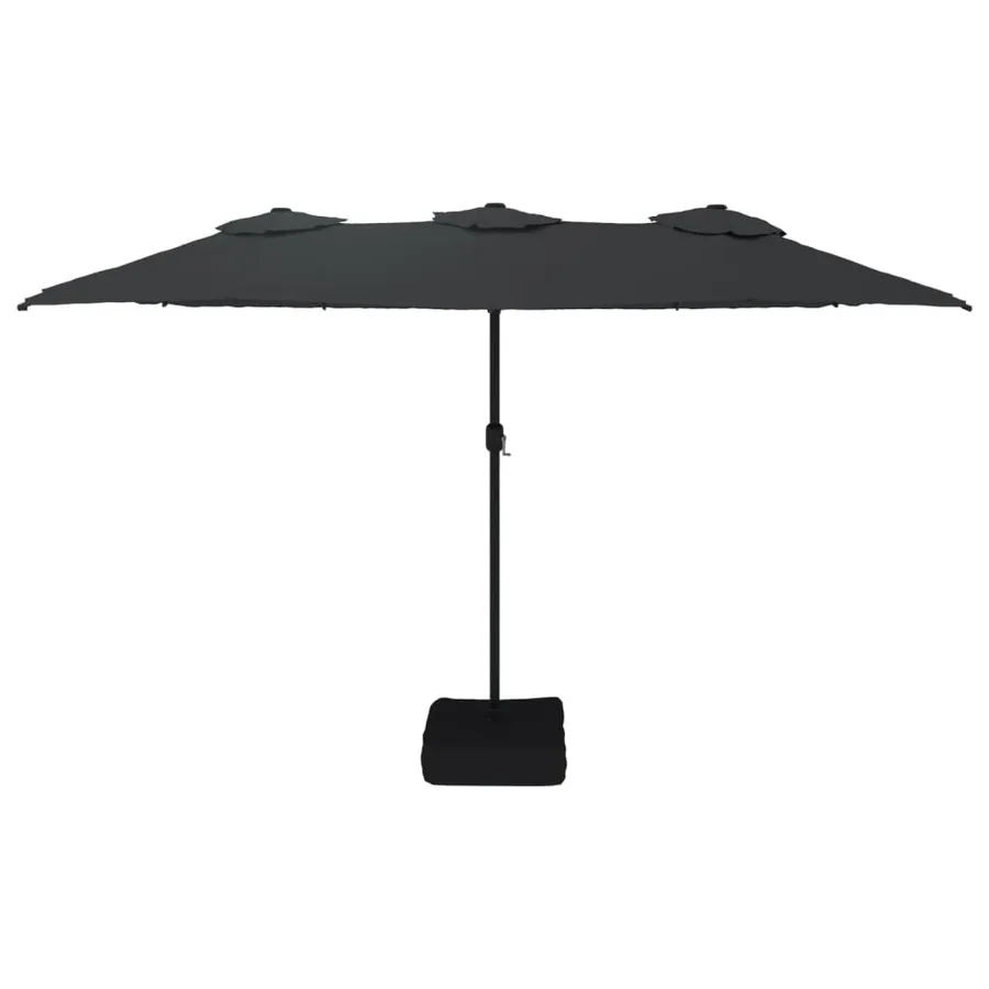 Parasol de jardin à double tête avec LED noir 449x265 cm - 4