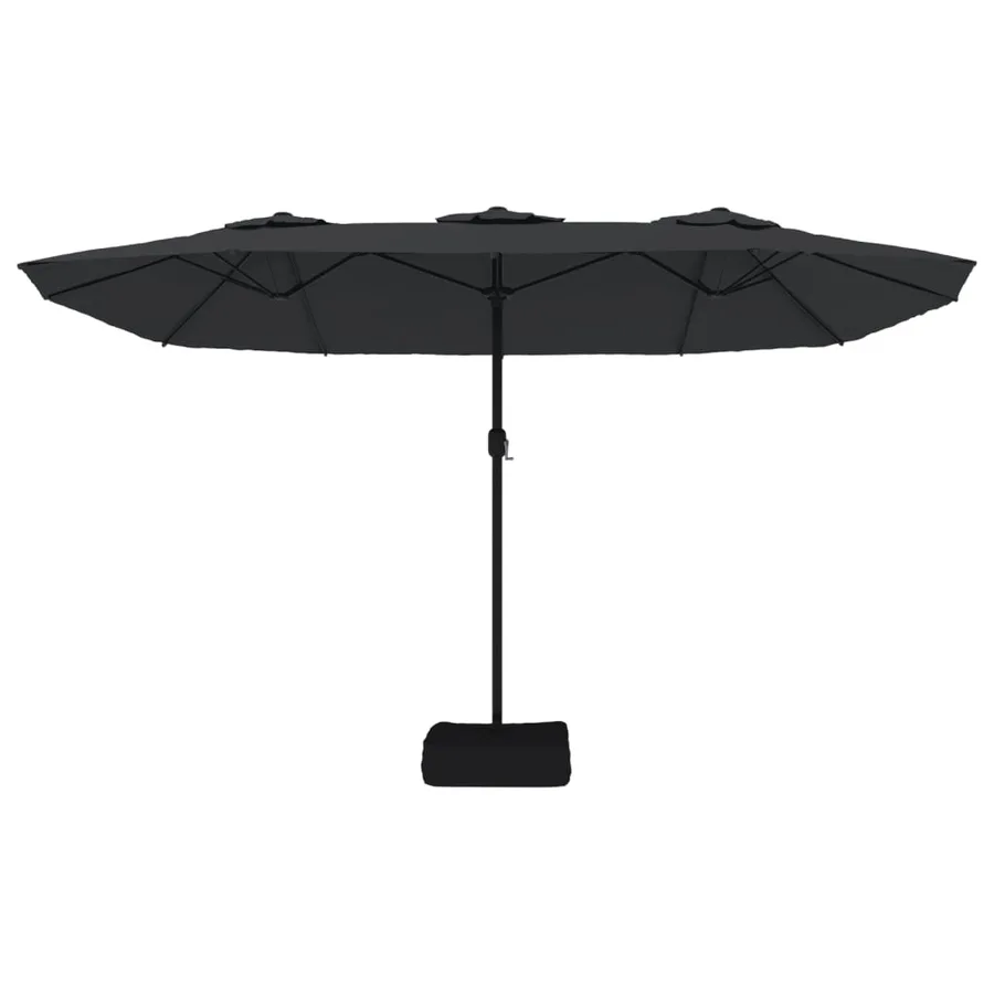 Parasol de jardin à double tête avec LED noir 449x265 cm - 5
