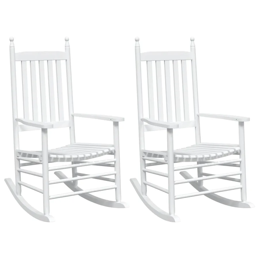 Chaises à bascule sièges incurvés lot de 2 blanc sapin massif - 2
